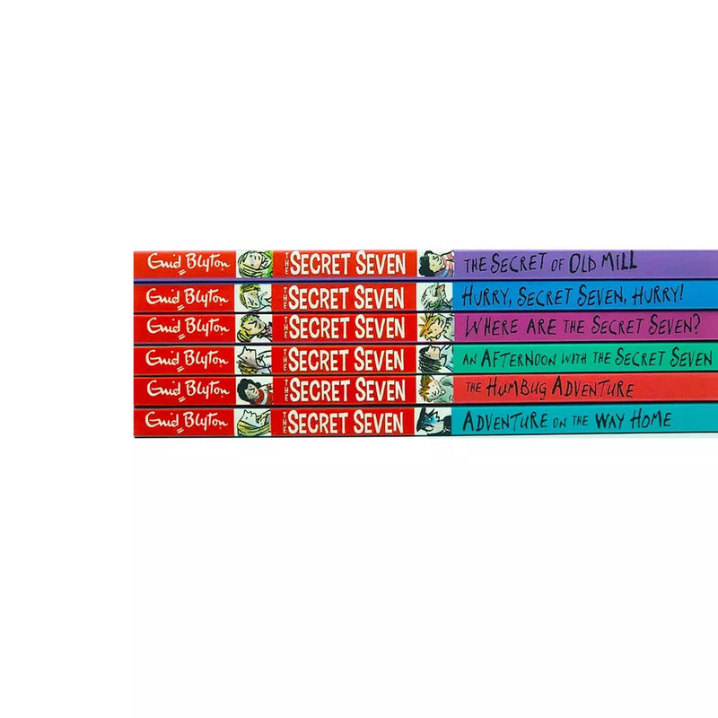 Six-book box set of The Secret Seven short stories by Enid Blyton, published by Hodder & Stoughton, featuring colorful book covers.
