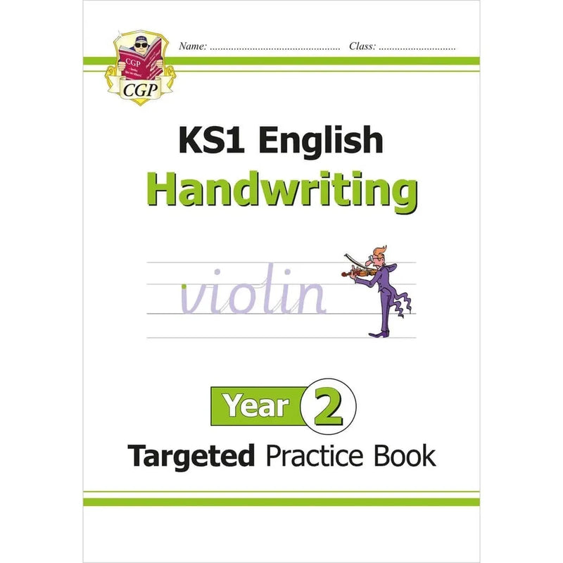 CGP Books Year 1-3 English handwriting practice books, targeted exercises for KS1 and KS2 students in a four-book set.