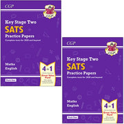 CGP KS2 Maths and English SATS Practice Papers Collection 2 Books Set Pack (1-2) - The Book Bundle