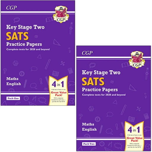 CGP KS2 Maths and English SATS Practice Papers Collection 2 Books Set Pack (1-2) - The Book Bundle