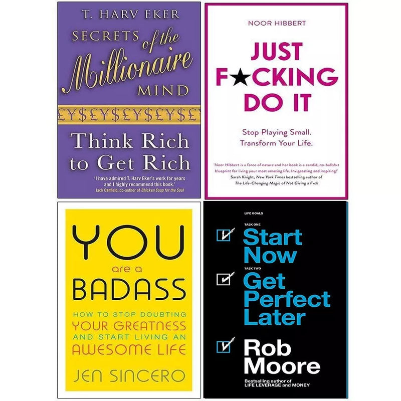 Secrets of the Millionaire Mind, Just F*cking Do It, You Are a Badass, Start Now Get Perfect Later 4 Books Collection Set - The Book Bundle