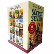 Complete set of 16 The Secret Seven books by Enid Blyton, Hodder Children's Books collection box set with colorful book spines.