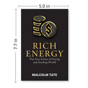 Cover of "RICH ENERGY: The Sexy Science of Saving & Stacking Wealth" by Malcolm Tate, published by Rupa Publications.