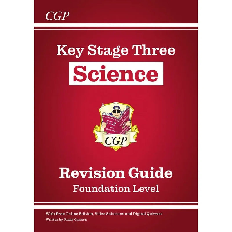 CGP KS3 Revision Guides set including English, Spelling, Punctuation & Grammar, Maths, and Science books by CGP Books