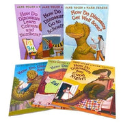 Six-book How Do Dinosaurs collection by Jane Yolen and Mark Teague, featuring colorful dinosaur illustrations and playful scenes.