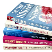 Set of five Colleen Hoover books including Ugly Love, November 9, Confess, Without Merit, and Heart Bones by Simon & Schuster.