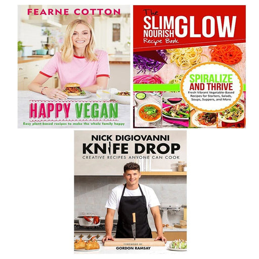 Knife Drop Nick DiGiovanni,Spiralize and Thrive Vegetable,Happy Vegan 3 Books Set - The Book Bundle
