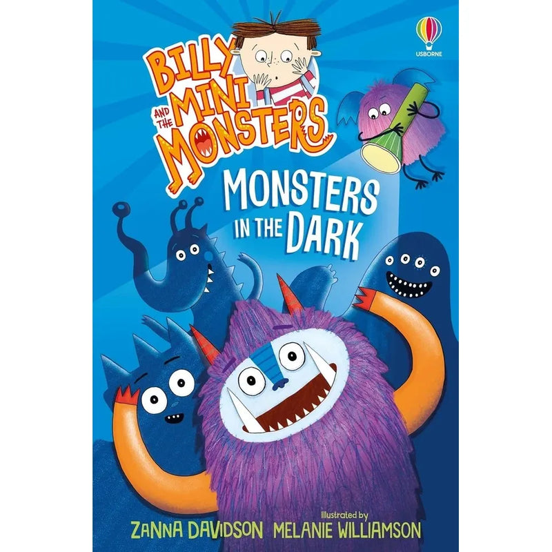 Set of six Billy and the Mini Monsters series books by Zanna Davidson, published by Usborne Publishing, featuring colorful children's book covers.