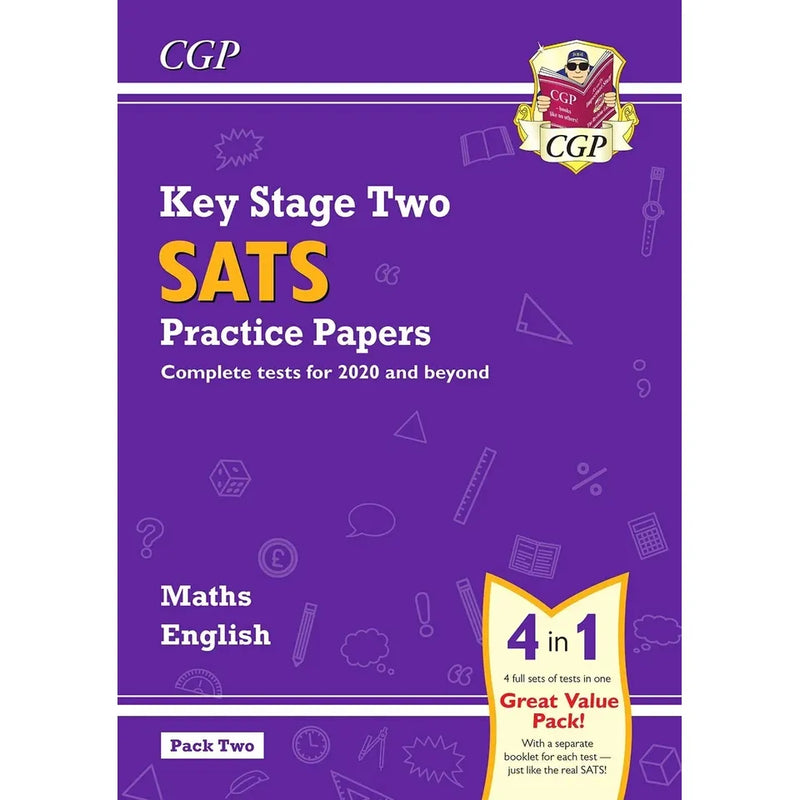 CGP KS2 Maths and English SATS Practice Papers Collection 2 Books Set Pack (1-2) - The Book Bundle