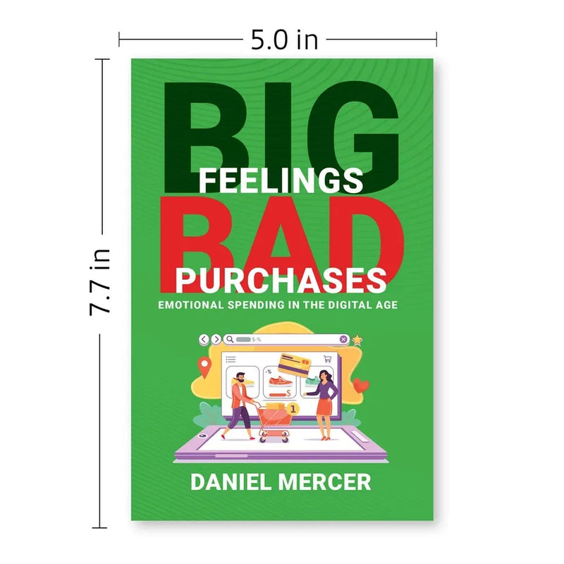 Book cover image of "Big Feelings, Bad Purchases" by Daniel Mercer, published by Rupa Publications, featuring abstract emotional artwork.
