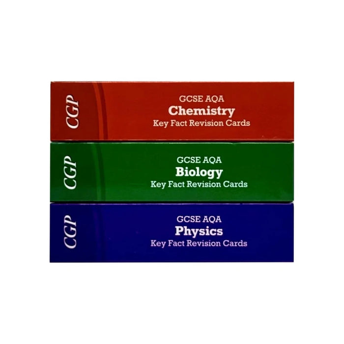 GCSE Biology AQA Key Fact Revision Cards Set of 3 (Biology, Chemistry, Physics) - The Book Bundle