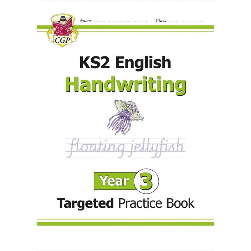 CGP KS1 & KS2 English Year 1-3 handwriting practice books set with targeted exercises, designed for primary school students.