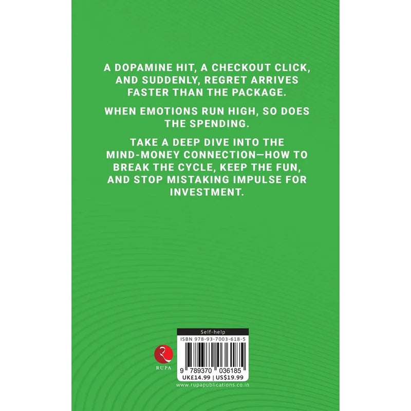 Book cover of "Big Feelings, Bad Purchases" by Daniel Mercer, published by Rupa Publications, featuring a colorful abstract design.