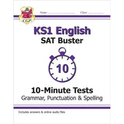 CGP KS1 SAT Buster 10-Minute Tests 3 Books Collection Set (English and Maths) - The Book Bundle