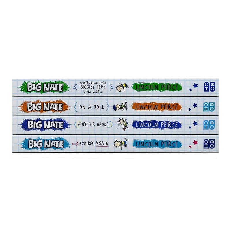 Big Nate Series 4 Books Collection Set By Lincoln Peirce (Strikes Again, Goes for Broke, on a Roll and The Boy with the Biggest Head in the World) - The Book Bundle