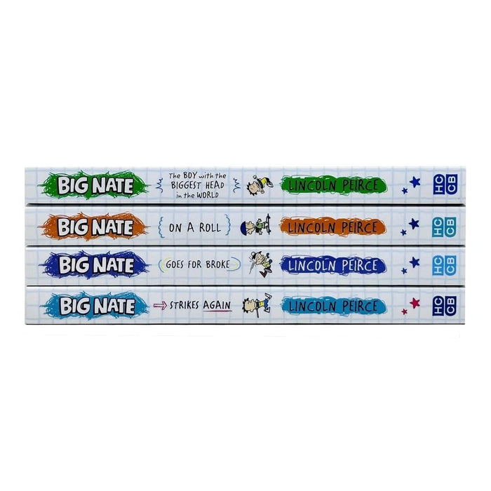 Big Nate Series 4 Books Collection Set By Lincoln Peirce (Strikes Again, Goes for Broke, on a Roll and The Boy with the Biggest Head in the World) - The Book Bundle