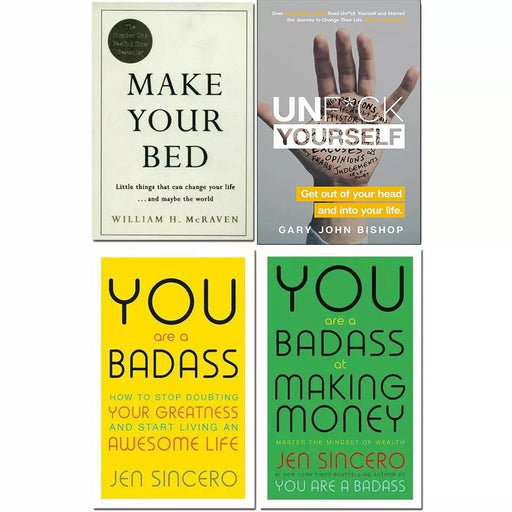 Make your bed [hardcover], unfck yourself, you are a badass, you are a badass at making money 4 books collection set - The Book Bundle