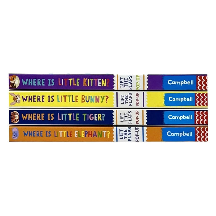 Where is Little... Series 4 Books Collection Set By Campbell Books (Where is Little Elephant?, Where is Little Tiger? & More)
