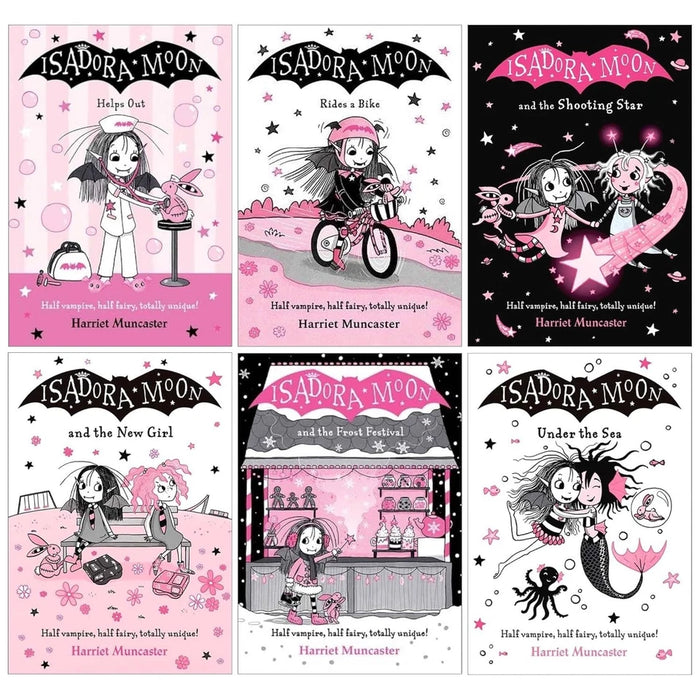 Isadora Moon Series By Harriet Muncaster illustrated 6 Books Collection Set (Isadora Moon Rides a Bike, Helps Out, The New Girl) - The Book Bundle