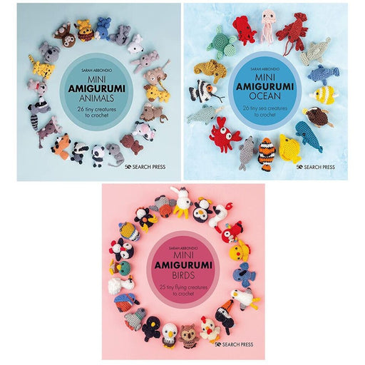 Mini Amigurumi Series Collecrion 3 Books Set by Sarah Abbondio Ocean, Birds - The Book Bundle