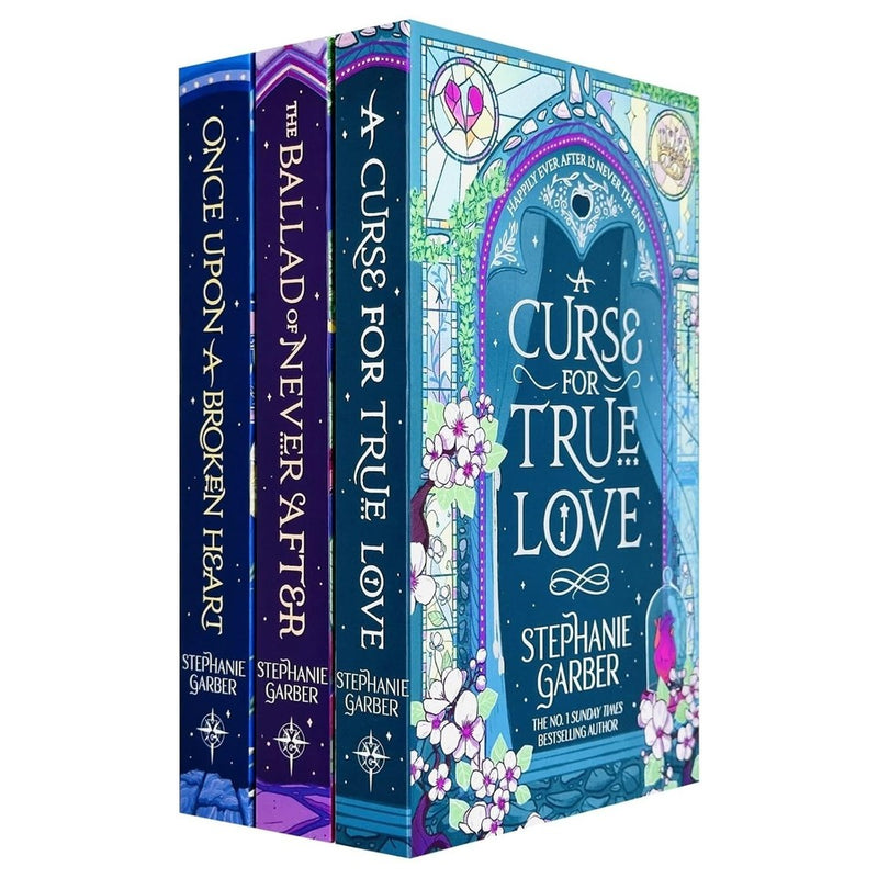 Set of three Stephanie Garber Once Upon a Broken Heart series books by Hodderscap, featuring colorful covers and fantasy artwork.