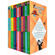 Complete collection of 10 Enid Blyton Naughtiest Girl children's books in a Hodder Books box set, featuring colorful covers and classic stories.