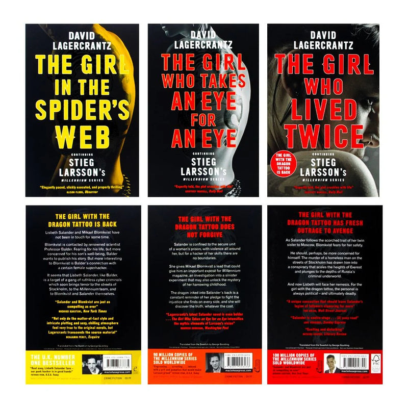 Millennium Series 3 books collection set by David Lagercrantz, paperback fiction, published by Quercus, featuring book covers.