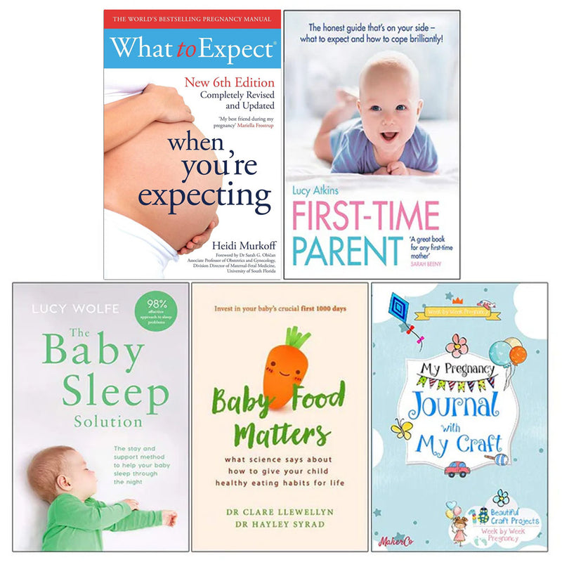 Collection of five paperback non-fiction books by Heidi Murkoff and Lucy Wolfe, part of the What To Expect series.