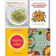 Spiralize Now street food cookbook by Chetna Makan, featuring colorful Indian recipes and vibrant food photography.