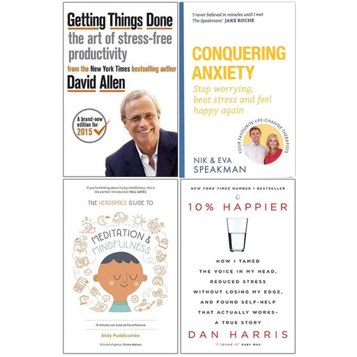 Getting Things Done, Conquering Anxiety, Headspace Guide to Meditation and Mindfulness, 10% Happier 4 Books Collection Set - The Book Bundle