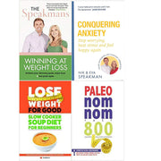 Set of four paperback weight loss books by Eva and Nik Speakman, focused on paleo diet and conquering weight loss challenges.