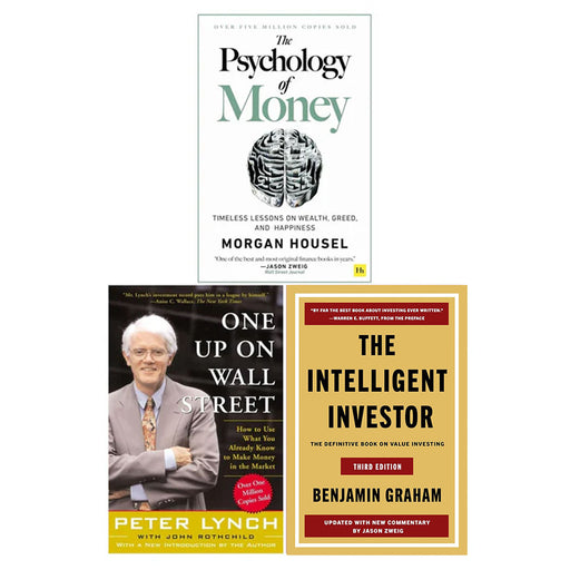 The Intelligent Investor, Psychology of Money, One Up on Wall Street 3 Books Collection Set - The Book Bundle