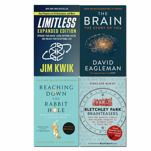 Limitless, The Brain, Bletchley Park Brainteasers, Reaching Down the Rabbit Hole  4 Books Set - The Book Bundle