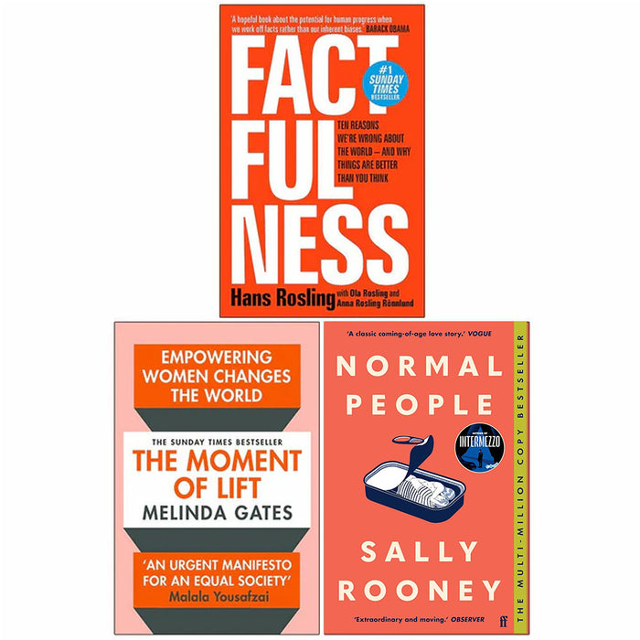 Factfulness, The Moment of Lift, Normal People 3 Books Collection Set By  Anna Rosling Rönnlund Hans Rosling - The Book Bundle