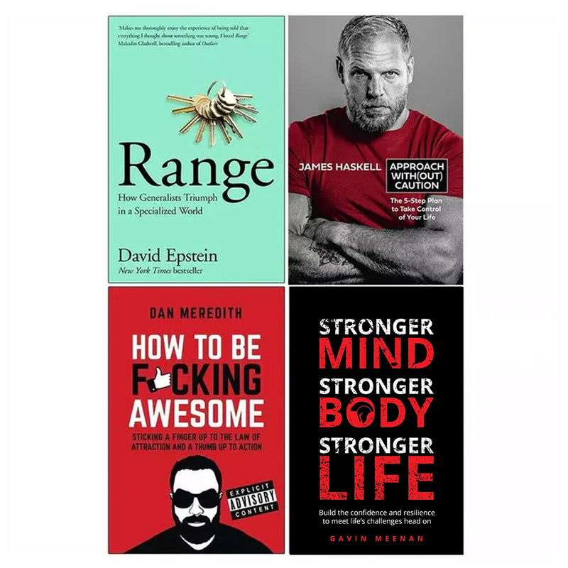 Range: How Generalists, Approach Without Caution, How To Be F*cking, Stronger Mind 4 Books Collection Set - The Book Bundle