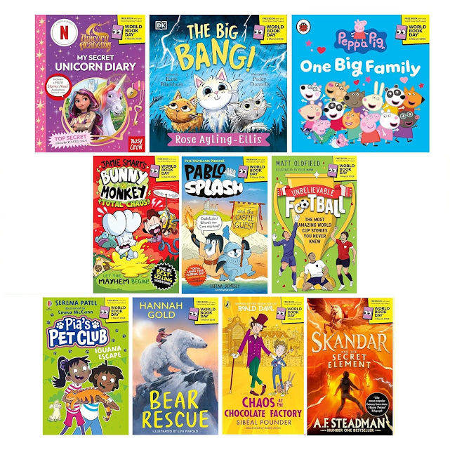 World Book Day 2026 collection of 10 children's books set including titles by Nathanael Lessore, Hannah Gold, and Jamie Smart.
