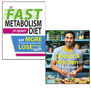 Two paperback books from the Doctor’s Kitchen Fast Metabolism Diet for Beginners collection by Iota & Dr Rupy Aujla, featuring colorful cover designs.