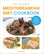 Set of six paperback books on the Mediterranean diet by Nicole Poirier and Amy Riolo, featuring healthy eating and weight loss tips.