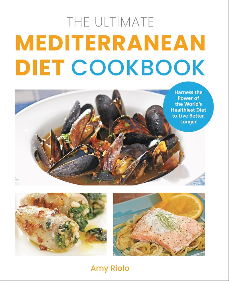 Set of five paperback books on weight loss, Mediterranean diet, and low cholesterol by Nicole Poirier and Amy Riolo.