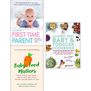 First-Time Parent allergy-free baby and toddler cookbook set by Lucy Atkins, featuring healthy recipes for young children.