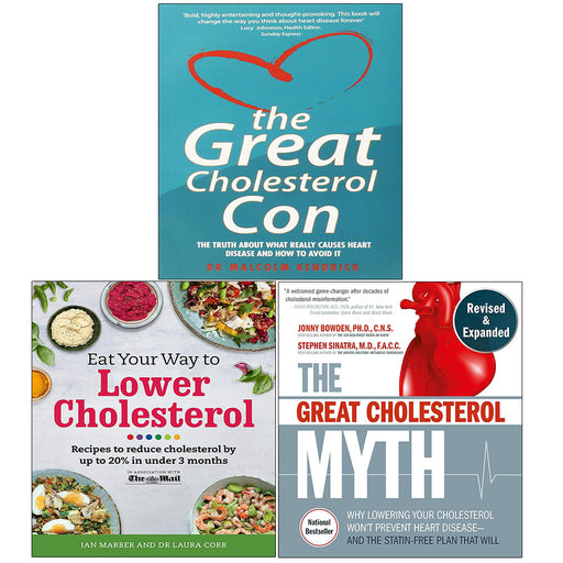 Great cholesterol Con, The Great Cholesterol Myth, Eat Your Way to Lower 3 Books Collection Set - The Book Bundle