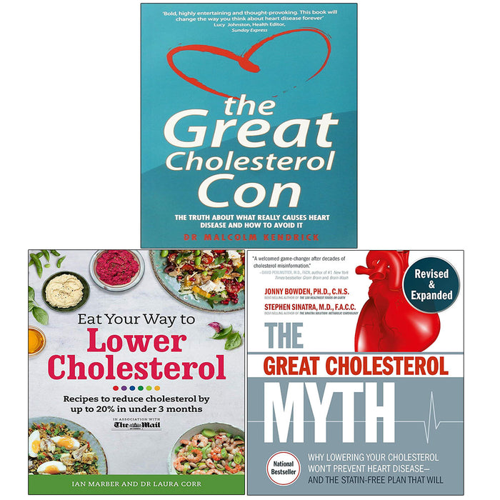 Great cholesterol Con, The Great Cholesterol Myth, Eat Your Way to Lower 3 Books Collection Set - The Book Bundle