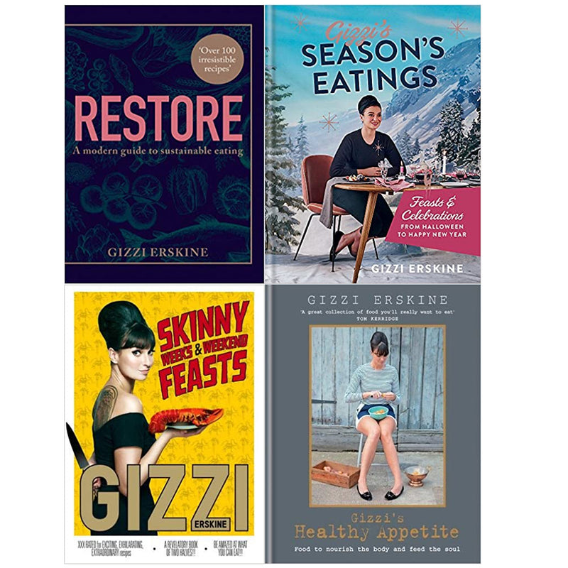 Gizzi Erskine  4 Books Collection Set (Restore: Over 100 new, delicious,Season's Eatings,Healthy Appetite,Skinny Weeks and Weekend ) - The Book Bundle