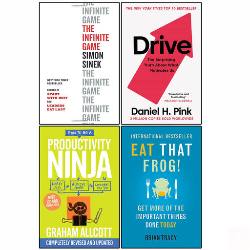 The Infinite Game, Drive, How to be a Productivity,Eat That Frog 4 Books Set - The Book Bundle