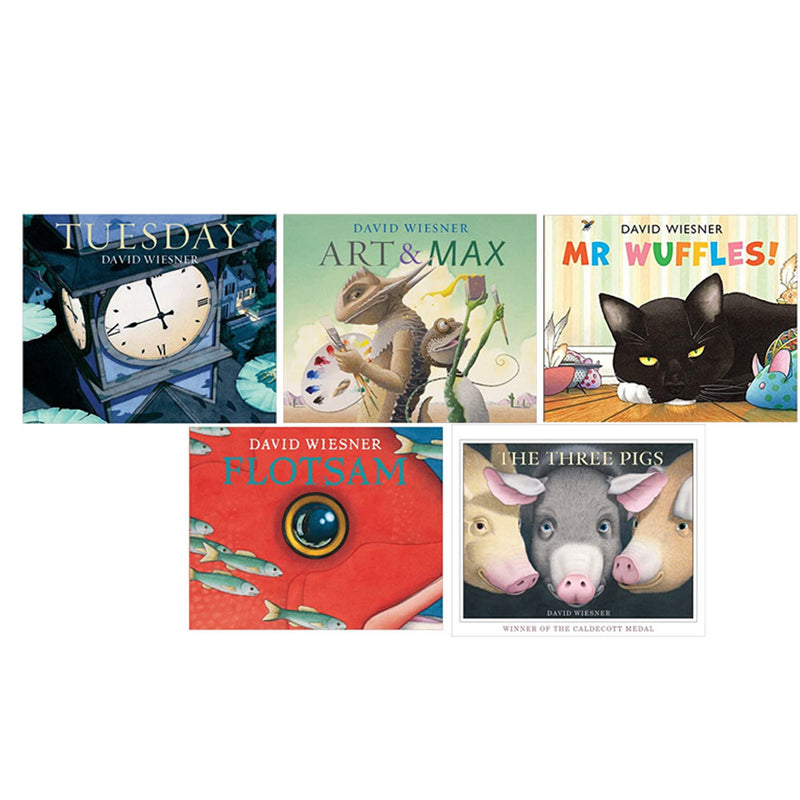 David Wiesner Collection 5  Books Set (Tuesday,Flotsam,Three Pigs,Wuffles,Art) - The Book Bundle