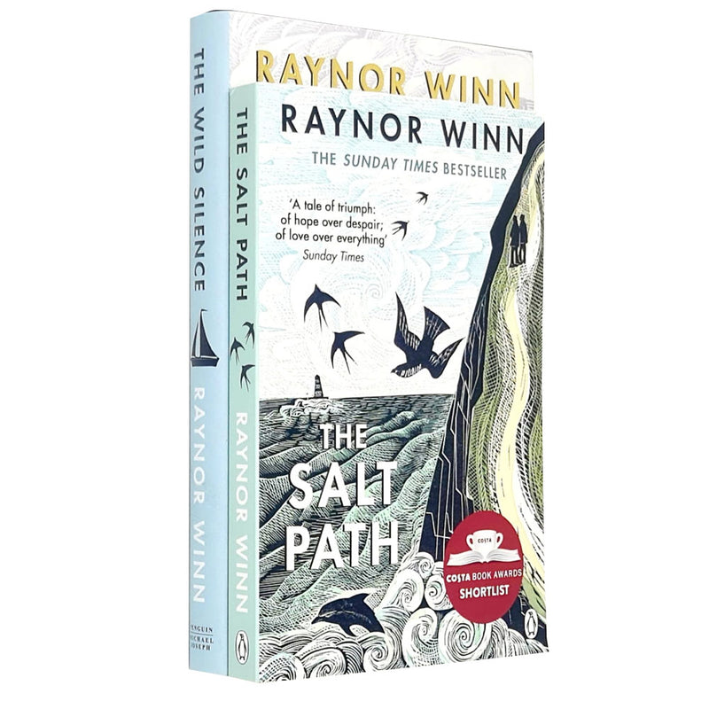 Raynor Winn 2-book collection set including The Wild Silence and The Salt Path by Michael Joseph, featuring book covers and titles.