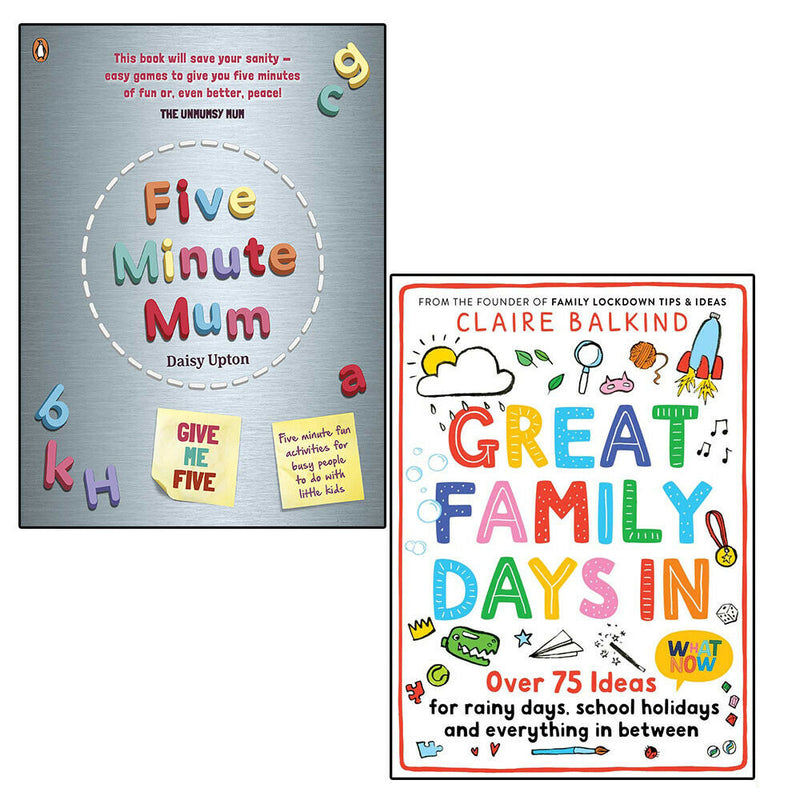 Five Minute Mum & Great Family Days In 2 Books Collection Set Indoor Games NEW - The Book Bundle