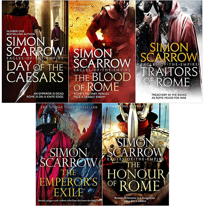 Eagles of the Empire Series By Simon Scarrow  5 Books Set (Day of the Caesars, The Blood of Rome, Traitors of Rome, The Emperor's Exile , The Honour of Rome) - The Book Bundle