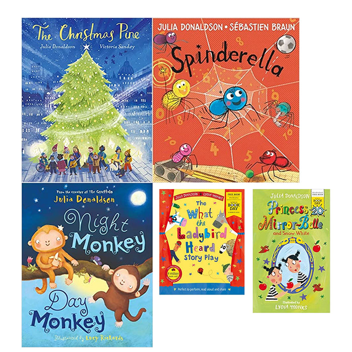 Julia Donaldson 5 Books Set (THE CHRISTMAS PINE, Spinderella, Night Monkey, Day Monkey ) - The Book Bundle