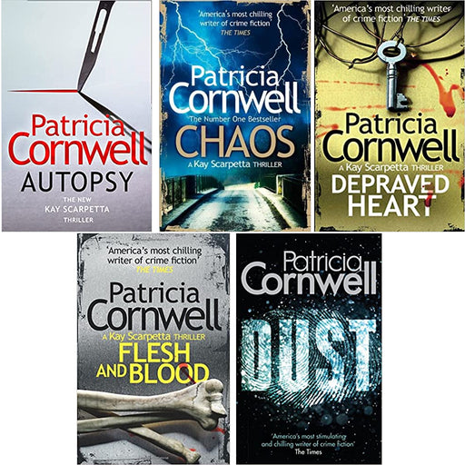 Scarpetta Series By Patricia Cornwell 5 Books Set (Autopsy, Chaos, Depraved Heart, Flesh and Blood, Dust ) - The Book Bundle